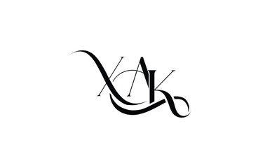 Initial XAK letter logo design. Elegant Monogram Logo Design with Decorative Elements and Typography