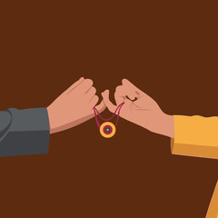 Pinky promise illustration with rakhi, symbolizing the unbreakable bond and promise between brother and sister for Raksha Bandhan.