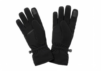 A pair of black leather gloves isolated on a white background, a warm winter clothing accessory for cold weather protection