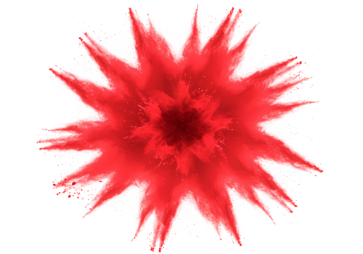 Vibrant Red Powder Explosion: Abstract Background Texture on white background