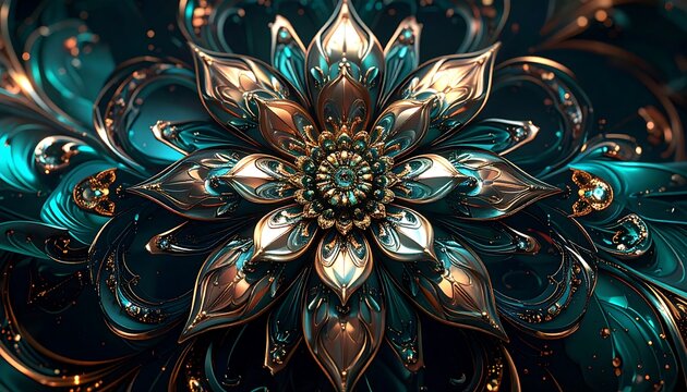 Ornate, metallic flower design