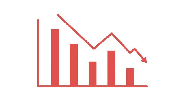 Line chart descending animation for business