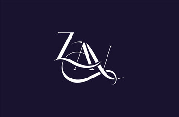 Initial ZAV letter logo design. Elegant Monogram Logo Design with Decorative Elements and Typography