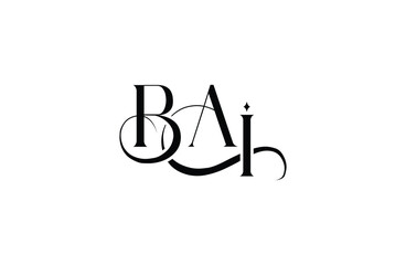 Initial BAI letter logo design. Elegant Monogram Logo Design with Decorative Elements and Typography