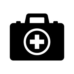 First Aid Box Icon, Medical Briefcase icon. Doctor's Medical Emergency Case Pictogram.