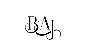Initial BAJ letter logo design. Elegant Monogram Logo Design with Decorative Elements and Typography