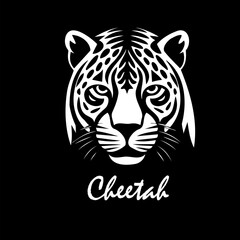 Cheetah head on black background. hand drawing. Not AI, Vector illustration