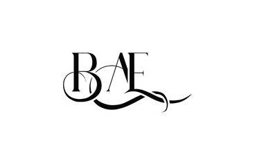 Initial BAE letter logo design. Elegant Monogram Logo Design with Decorative Elements and Typography