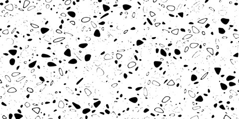 Fototapeta premium modern grunge black and white seamless pattern with irregular shapes and small dots scattered throughout the design.