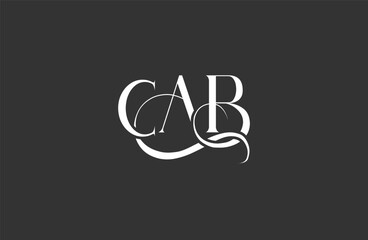 Initial CAB letter logo design. Elegant Monogram Logo Design with Decorative Elements and Typography
