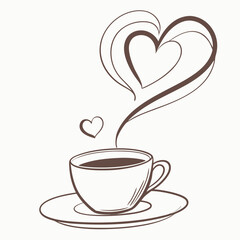 Cup of coffee and tea with flowers vector illustration