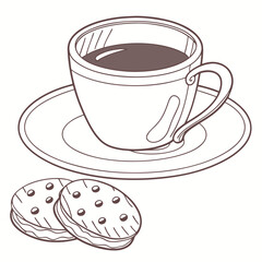 Cup of coffee and tea with flowers vector illustration