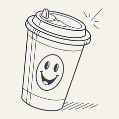 Hand-drawn vector illustration of a cup featuring coffee, tea, and other drinks, perfect as an icon or symbol in food and drink designs