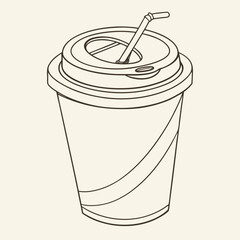 Hand-drawn vector illustration of a cup featuring coffee, tea, and other drinks, perfect as an icon or symbol in food and drink designs