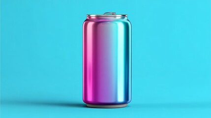Sleek aluminum can with blank surface. Energy drink packaging mockup