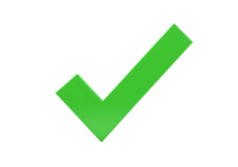 Green Check Mark: Approval, Success, Confirmation Icon on white background