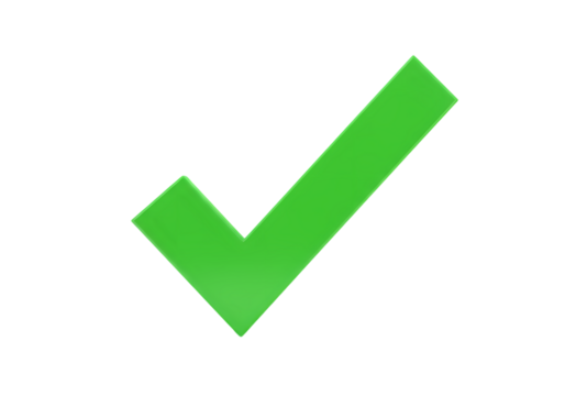 Green Check Mark: Approval, Success, Confirmation Icon on white background