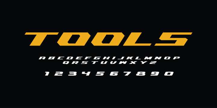 Tools Alphabet Font Vector Design Construction Theme Hand Drawn Industrial Typography with Wrenches Bolts Hammers for Posters T Shirts Garage Labels and Builder Graphic Projects