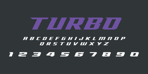 Turbo Lettering Font Alphabet Vector Design High Speed Racing Inspired Bold Dynamic Typeface for Automotive Posters Stickers Sports Cars T Shirts and Modern Motion Graphic Projects