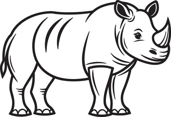 Fototapeta premium Black and White Rhinoceros Illustration