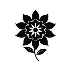  Decorative Flower Icon in Black and White