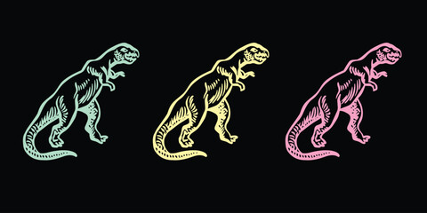 T Rex Dinosaur Vector Illustration Prehistoric Tyrannosaurus Design with Sharp Teeth Roaring Pose for Kids T Shirts Stickers Educational Posters and Jurassic Themed Art Projects © Hasan