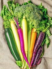 Fragrant Display of Assorted Seasonal Vegetables Arranged on a Textured Fabric Background