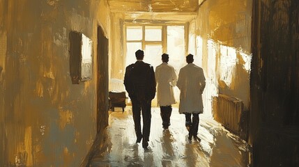 Three Figures in Corridor