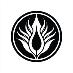 Silhouette Emblem of Flame or Botanical Element