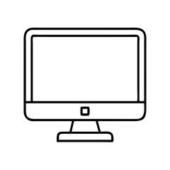 Computer monitor display screen vector icon for desktop pc and office workstation outline design