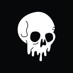 Dripping Skull Vector Illustration Horror Gothic Style Melting Bone Art for T Shirts Stickers Posters Tattoos Streetwear Halloween and Dark Themed Graphic Projects