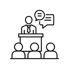 Conference speaker presentation vector icon illustration for business and education use