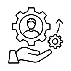 Obraz premium Human resources management and development strategy icon for business and organization team work