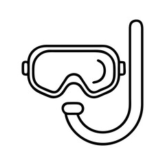 Diving mask and snorkel vector illustration for snorkeling gear and swimming equipment design