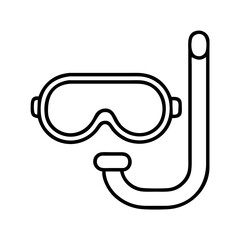 Diving mask and snorkel vector illustration for snorkeling gear and water sports equipment