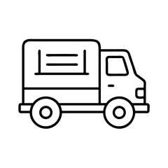 Outline delivery truck vector icon illustration for logistics and transportation services design