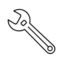 Isolated outline wrench tool vector, spanner icon, repair symbol, maintenance equipment drawing