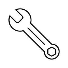 Isolated outline wrench tool vector illustration for mechanical and construction work design