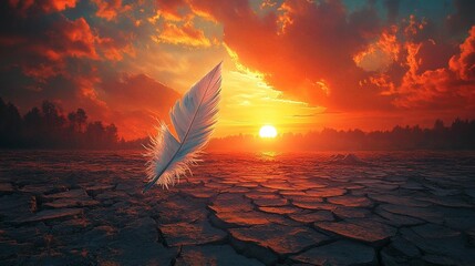 Sunset Over Cracked Earth