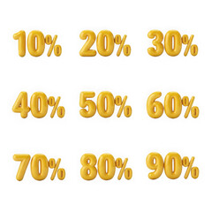 Fototapeta premium Collection of golden percentage discount numbers isolated on transparent background