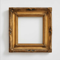 Frame museum golden square front view 8k white background