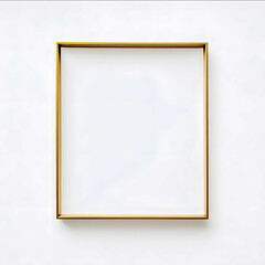Photography of a simple and elegant frame against a white background The frame is bright gold with a thin profile presenting a clean and modern look Inside the f