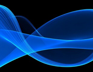 Obraz premium Abstract flowing blue lines on black background