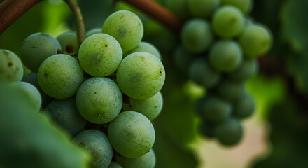 Lush Green Grapes on the Vine: A Close-Up