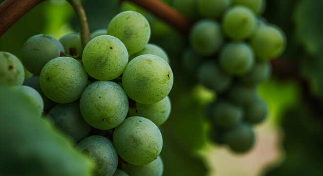 Lush Green Grapes on the Vine: A Close-Up