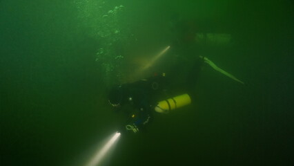 Scuba diving in the lake