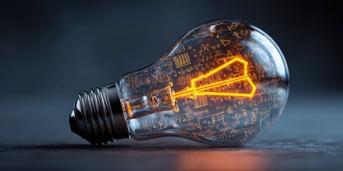 Illuminated Lightbulb Symbolizing Innovation, Technology, and Modern Education in a Dark Setting