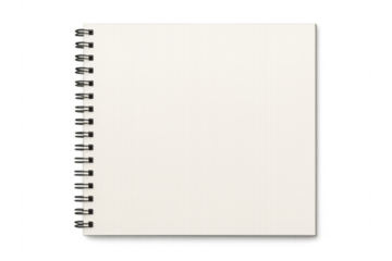 Blank notebook with black spiral binding on transparent background