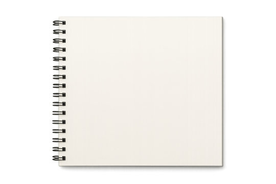 Blank notebook with black spiral binding on transparent background