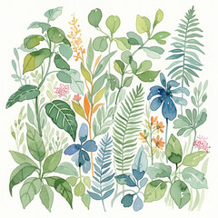 Watercolor botanical garden